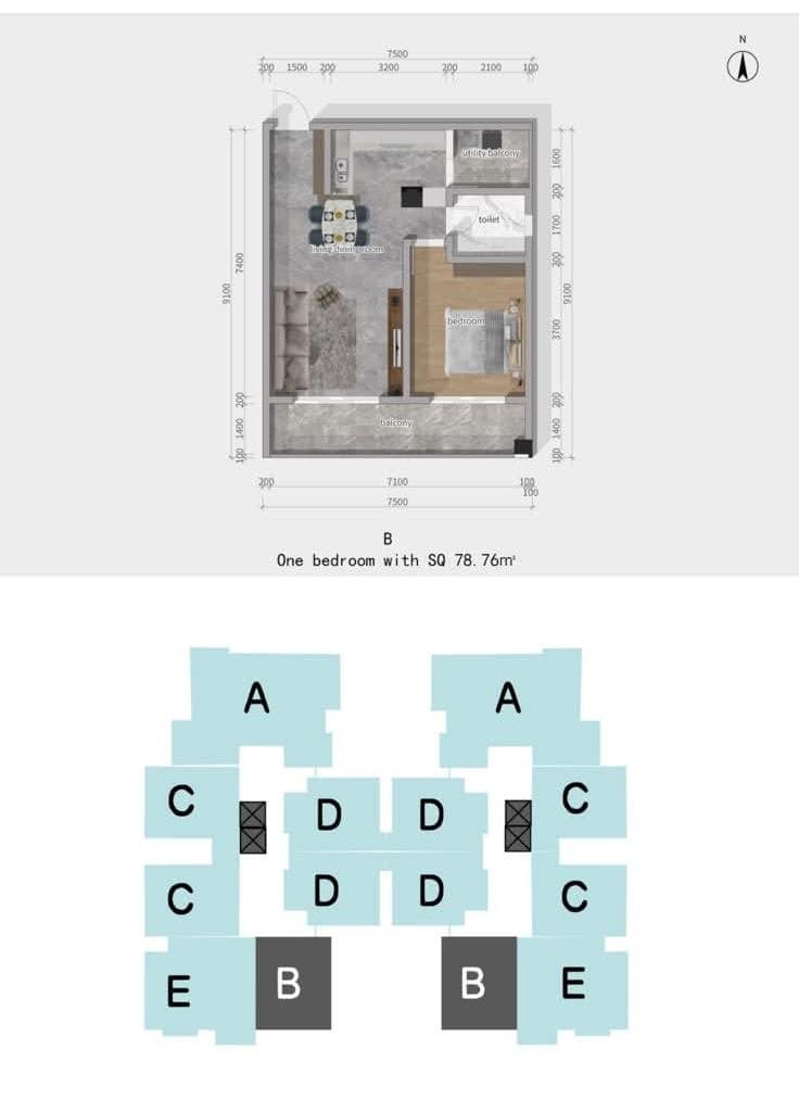Forest One Residency Type B One Bedroom